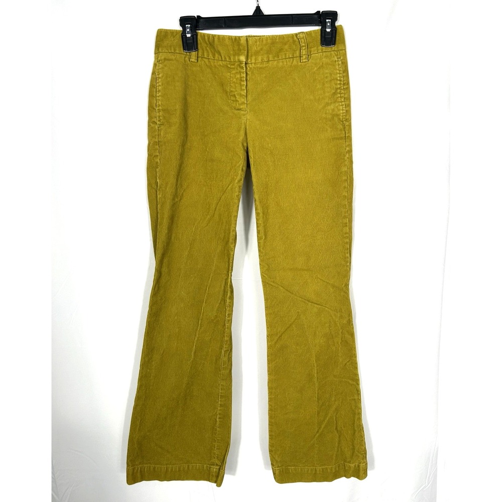 J Crew Womens Green Corduroy Pants Favorite Fit Boot Size 0P Low Rise Y2K Grunge